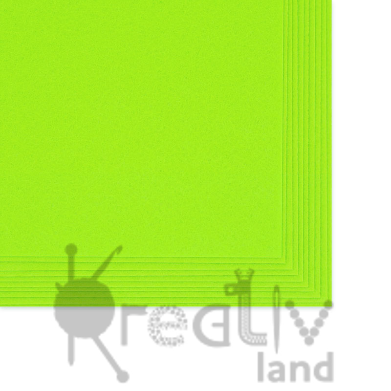 Фетр листовой жесткий 2 мм, цв. светло-зеленый, 10 листов, 20 х 30 см