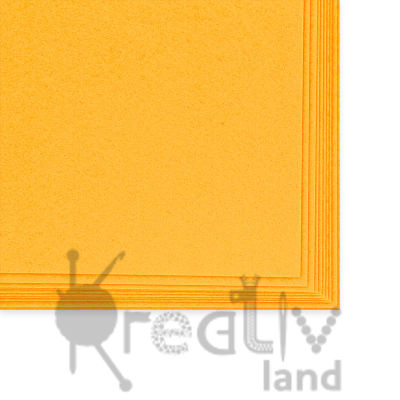Фетр листовой жесткий 2 мм цв.оранжевый размер 20х30см, 10 листов в уп./ фас.1 уп.