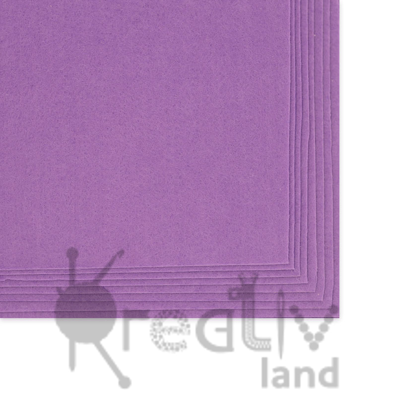 Фетр листовой жесткий 2 мм, цв. светло-фиолетовый 17, 10 листов, 20 х 30 см