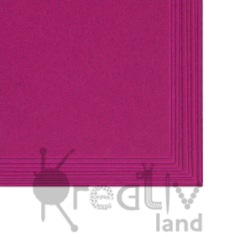 Фетр листовой жесткий 2 мм цв.ярко-фиолетовый размер 20х30см, 10 листов в уп./ фас.1 уп.