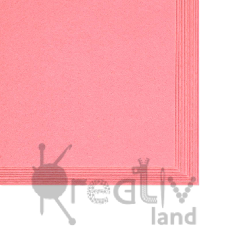 Фетр листовой жесткий 2 мм, цв. розовый А-32, 10 листов, 20 х 30 см