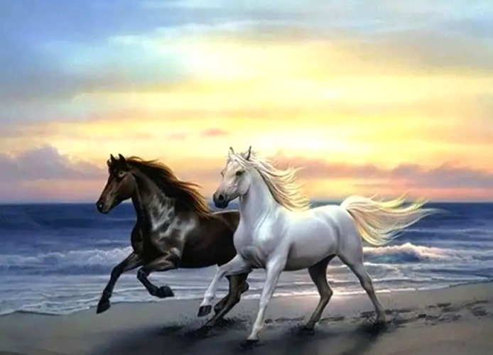 Алмазная мозаика/ подрамник/ полная выкладка/ 40х50см/ арт. GA71027 КОНИ