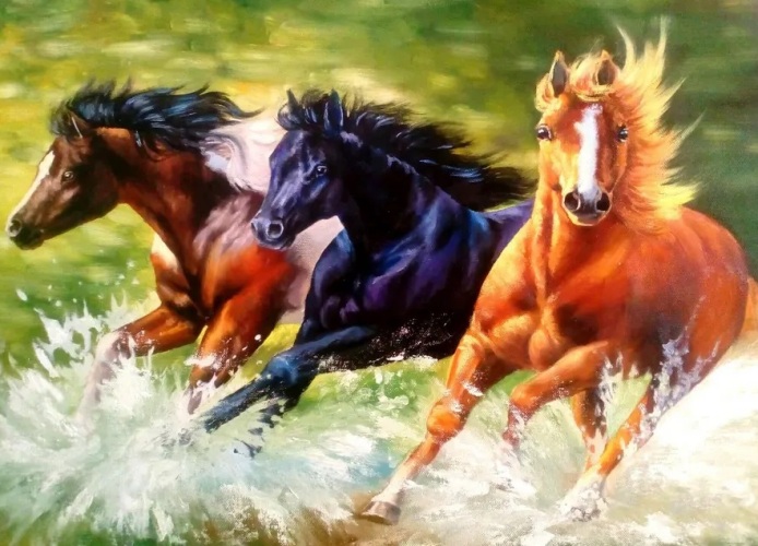 Алмазная мозаика, подрамник, полная выкладка, 40 х 50 см, арт. GA71275 КОНИ