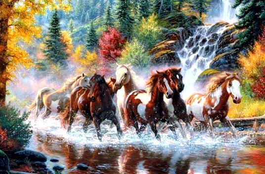 Алмазная мозаика/ подрамник/ полная выкладка/ 40х50см/ арт. GA72060 ЛОШАДИ