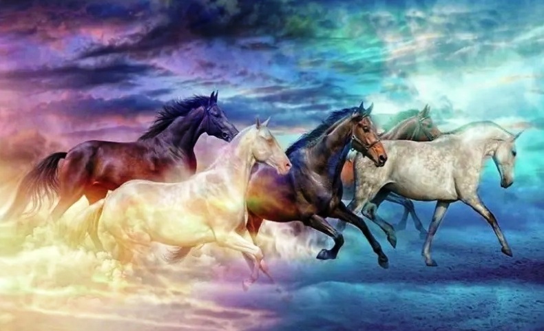 Алмазная мозаика/ подрамник/ полная выкладка/ 40х50см/ арт. GA73414 КОНИ