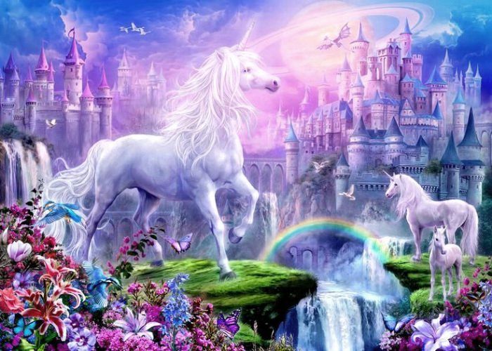 Алмазная мозаика/ подрамник/ полная выкладка/ круглые стразы/ 30х40см/ арт.GB86228 ЕДИНОРОГИ title=