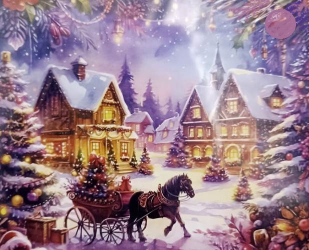 Алмазная мозаика/ подрамник/ полная выкладка/ круглые стразы/ 30х40см/ арт.GB888763 РОЖДЕСТВО title=