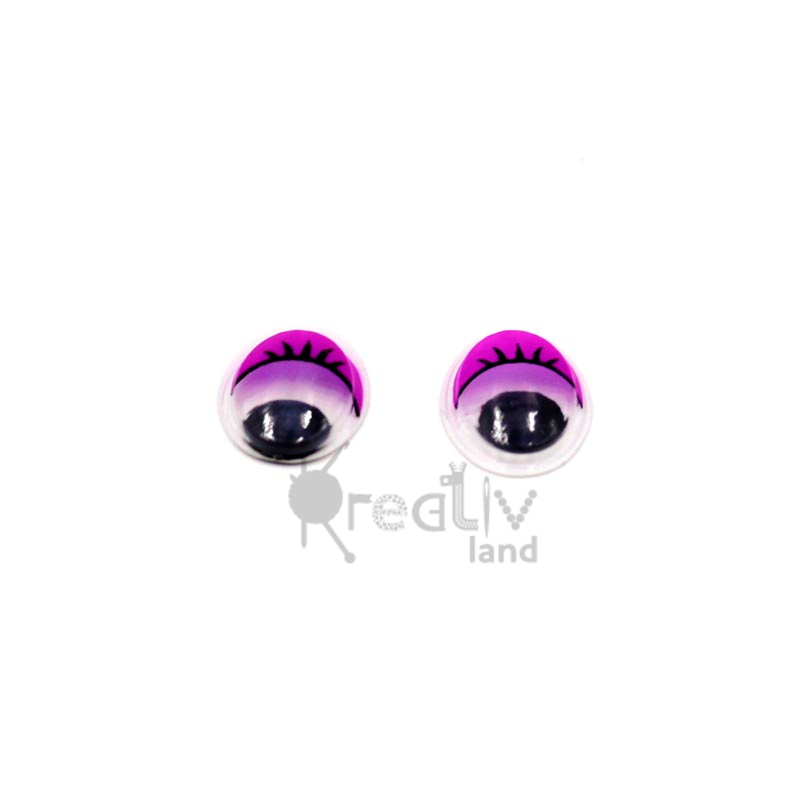 Глазки бегающие самоклеящиеся овальные с ресницами/ р.12х16мм/ цв.фиолетовый/ арт.S-331/ уп.100шт./ фас.1уп.