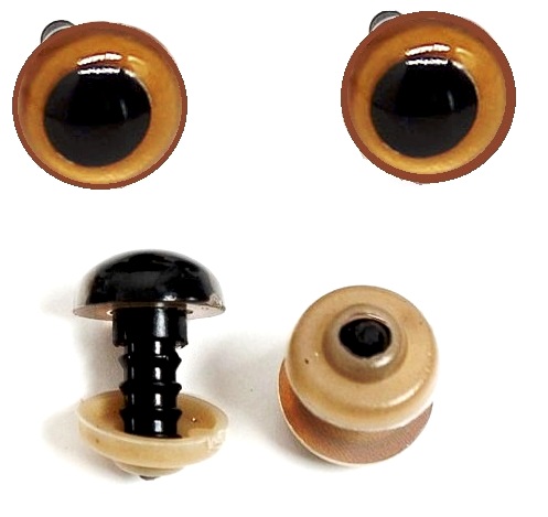 Глазки круглые выпуклые/ крепление винт с заглушкой/ цв.коричневый/ д.16мм/ уп.100 шт./ фас.1 уп.