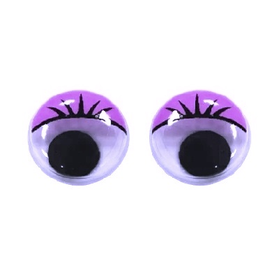 Глазки бегающие круглые с ресницами/ цв.фиолетовый/ d-18мм/ уп.100шт./ фас.1уп.