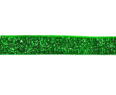 Лента бархатная с люрексом/ 20мм/ цв.зеленый/ дл.22,8см/ фас.1рул.