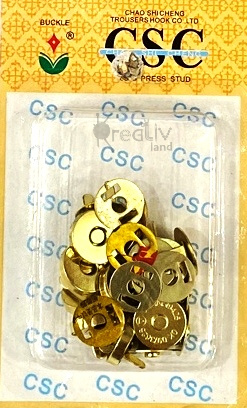 Кнопка магнитная для сумок с усиками/ набор СSC 7шт/ цв.золото/ диам.14мм/ фас.1уп.