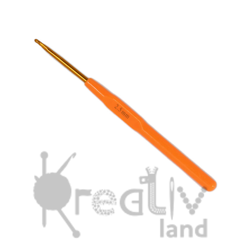 Крючок для вязания цветной 2,5мм с пластиковой ручкой/ фас.1шт