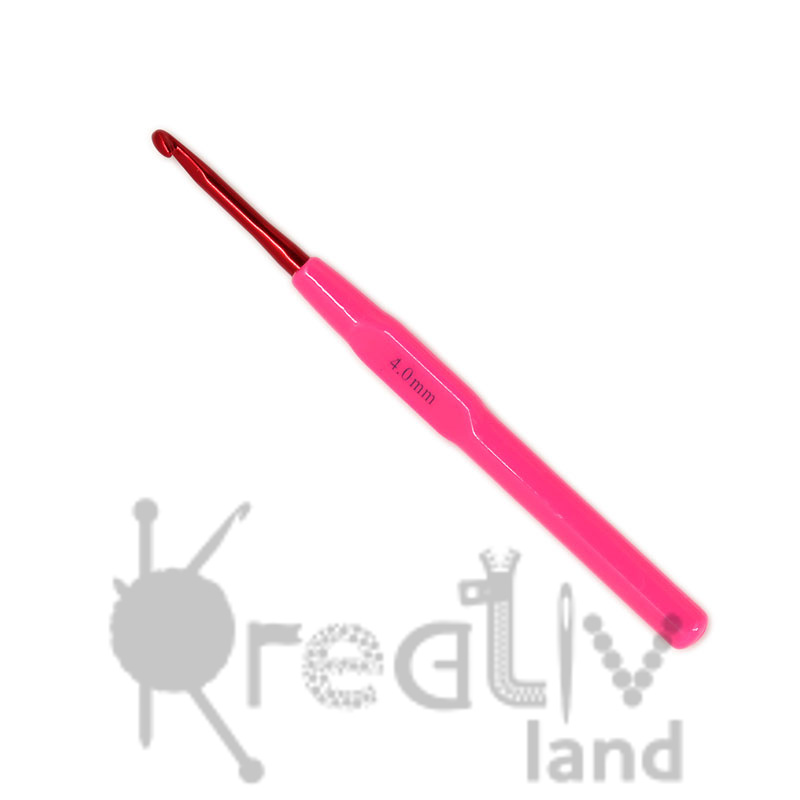 Крючок для вязания цветной 4мм с пластиковой ручкой/ фас.1шт
