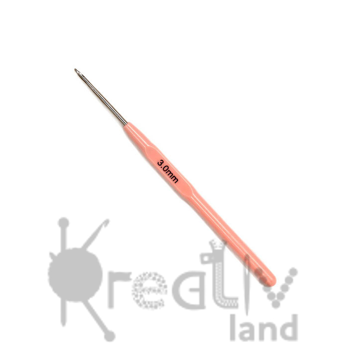 Крючок для вязания с пластиковой ручкой/ 3мм/ фас.1шт