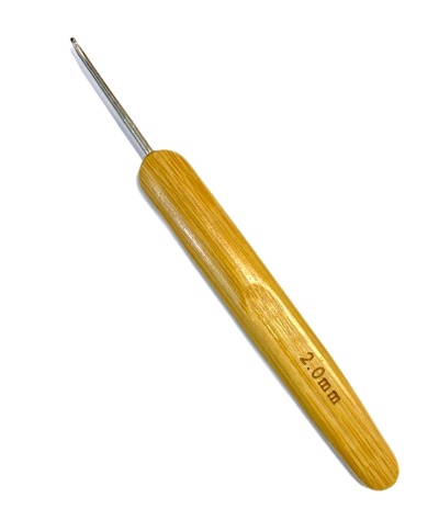 Крючок для вязания 2мм с деревянной ручкой/ дл.13см/ фас.1шт