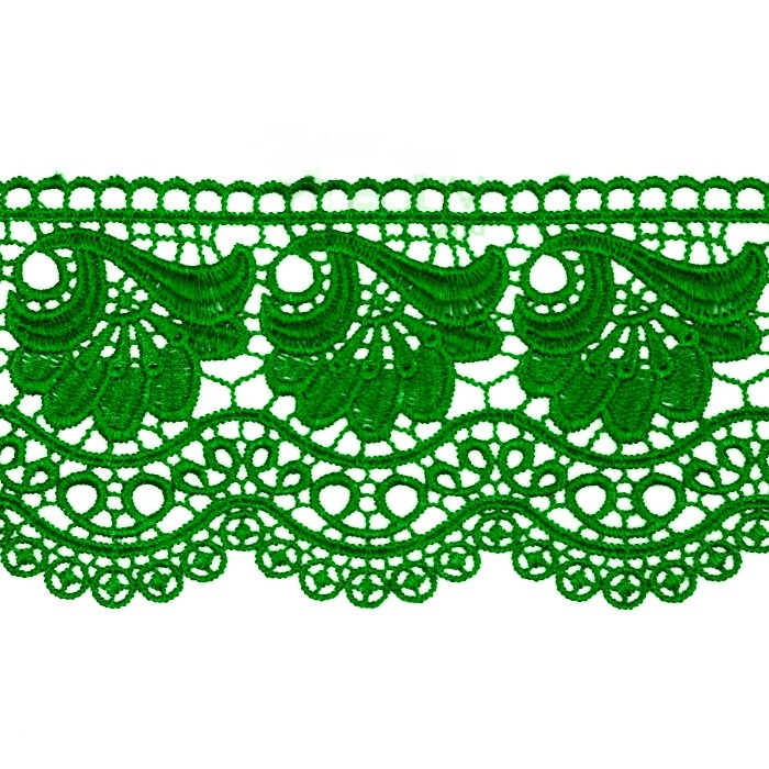Кружево гипюр цв.зеленый/ рисунок 6/ ш.90мм/ 9,1м/ фас.1уп.