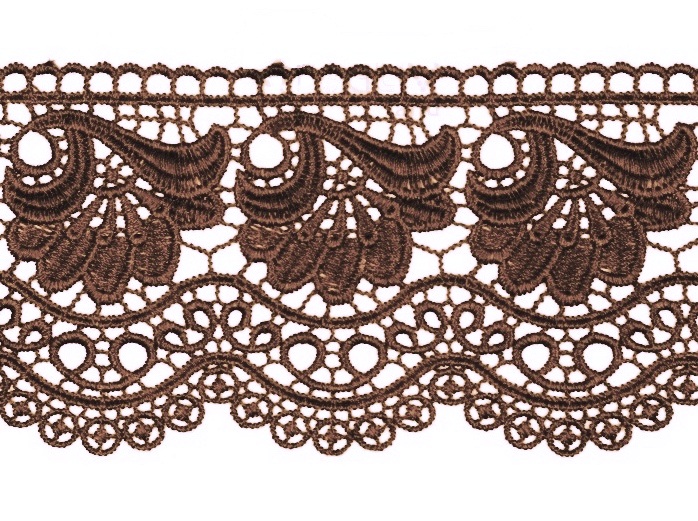 Кружево гипюр Колокольчик/ цв.коричневый/ ш.70мм/ 9,1м/ фас.1уп.