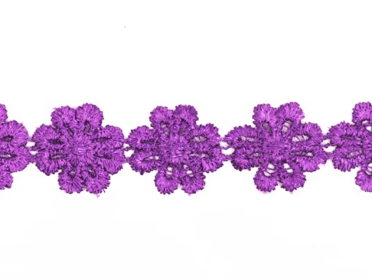 Кружево Ромашка плетеное цв.фиолетовый ш.28 мм/ 9,1м в уп./ фас. 1 уп.