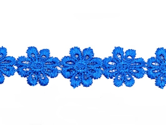 Кружево Ромашка плетеное цв.синий ш.28 мм/ 9,1м в уп./ фас. 1 уп.