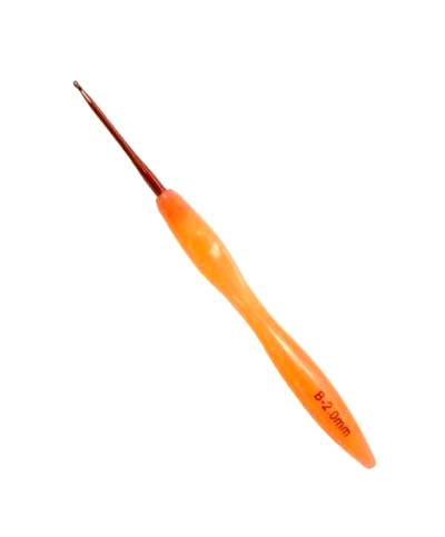 Крючок для вязания 2мм с пластиковой прозрачно-разноцветной ручкой/ фас.1шт
