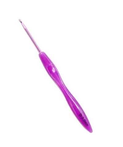 Крючок для вязания 3мм с пластиковой прозрачно-разноцветной ручкой/ фас.1шт