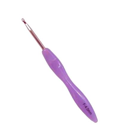 Крючок для вязания 4мм с пластиковой прозрачно-разноцветной ручкой/ фас.1шт