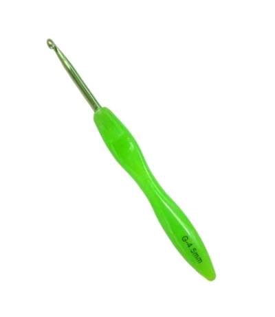 Крючок для вязания 4,5мм с пластиковой прозрачно-разноцветной ручкой/ фас.1шт
