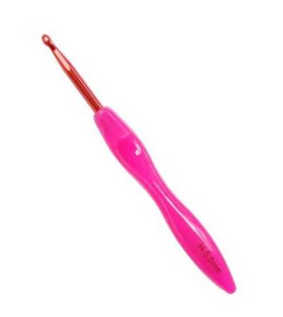 Крючок для вязания 5мм с пластиковой прозрачно-разноцветной ручкой/ фас.1шт