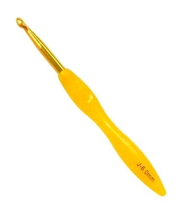 Крючок для вязания 6мм с пластиковой прозрачно-разноцветной ручкой/ фас.1шт