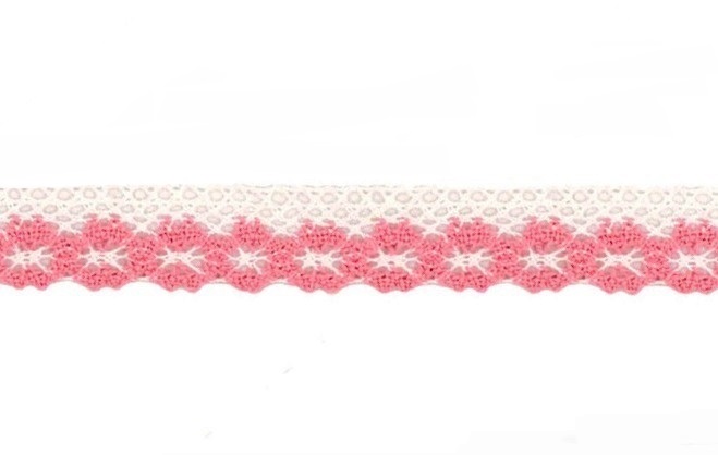 Кружево вязаное &quot;на коклюшках&quot; ш.2см/ цв.бледно-розовый/ 13,65м/ фас.1уп.