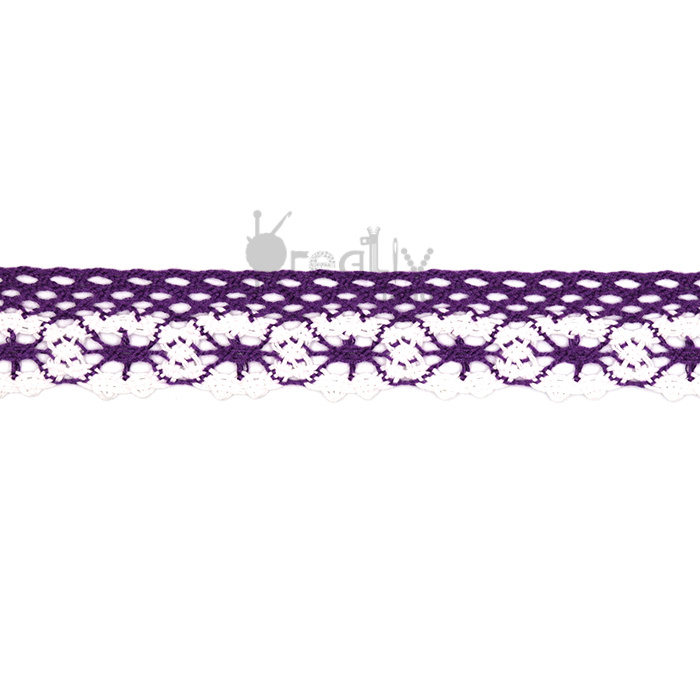 Кружево вязаное &quot;на коклюшках&quot; ш.25мм/ цв.фиолетовый/ 13,65м/ фас.1уп.