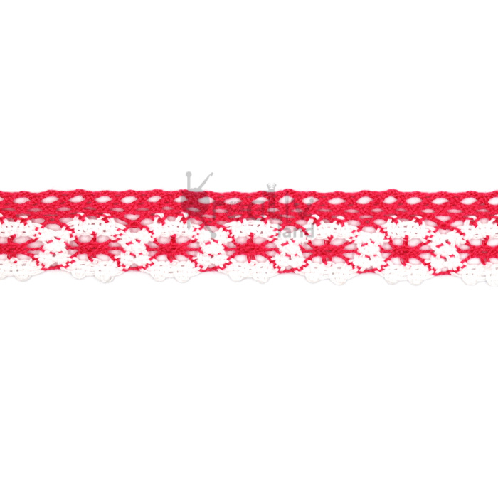 Кружево вязаное &quot;на коклюшках&quot; ш.25мм/ цв.ярко-розовый/ 13,65м/ фас.1уп.