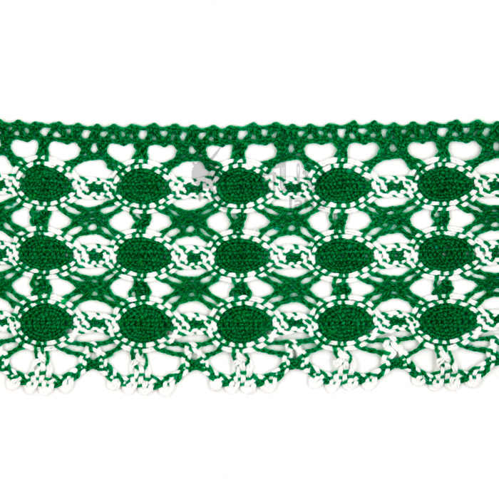 Кружево вязаное ш.65мм/ цв.зеленый/ шир.7см, дл.13,65м/ фас.1уп.