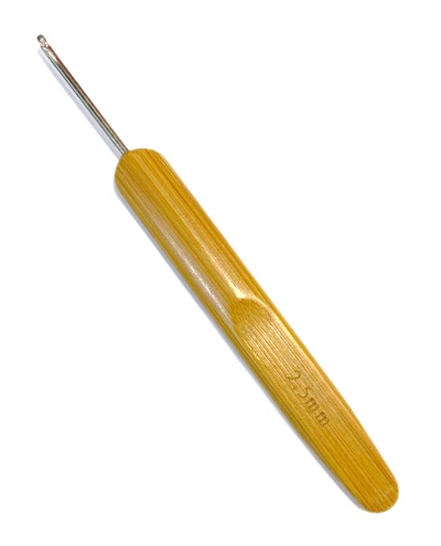 Крючок для вязания 2,5мм с деревянной ручкой/ дл.13см/ фас.1шт