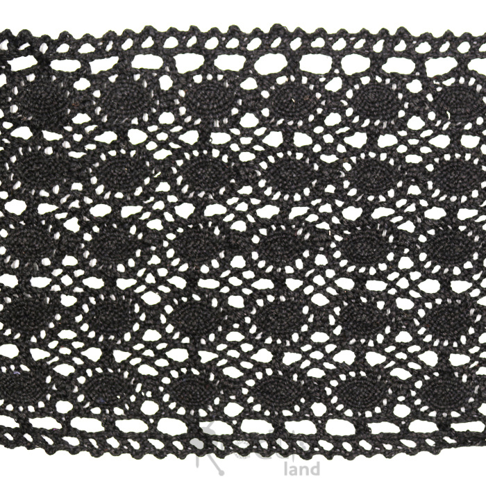 Кружево хлопковое цв.черный/ шир.14,5см/ рул.9,1м/ фас.1рул.