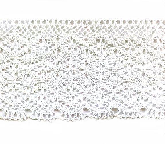 Кружево хлопковое цв.белый/ шир.11см/ рул.9,1м/ фас.1рул.