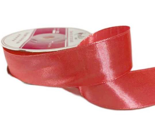 Лента атласная однотонная ш.25мм/ цв.коралловый 041/ 27м/ фас.1рул.