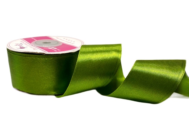 Лента атласная однотонная, цв. болотный 144, ш.40 мм, 27 м