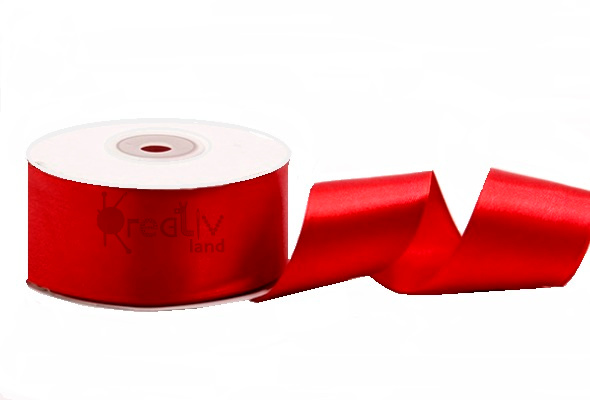 Лента атласная однотонная/ ш.40мм/ цв.красный 026/ KD057/ 27м/ фас.1рул.