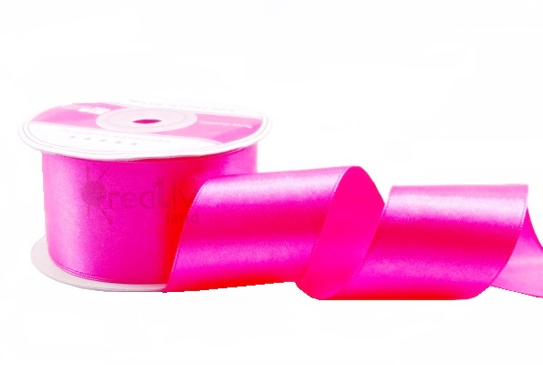 Лента атласная однотонная, цв. малиновый 037, ш.40 мм, 27 м