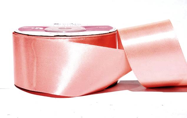 Лента атласная однотонная ш.40 мм, цв. светло-розовый 059, 27 м