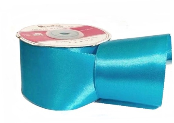 Лента атласная однотонная ш.50 мм, цв. голубой KD163 (090) 27 м