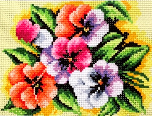 Набор для полного или частичного вышивания крестом 10х14/ арт.LG083 ЦВЕТЫ