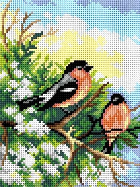 Набор для полного или частичного вышивания крестом 20х28/ арт.LG033 ПТИЦЫ НА ВЕТКЕ