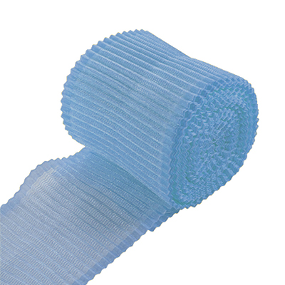 Лента капроновая однотонная гофрированная, цв. темно-голубой, ш.10 см, 50 м в рулоне