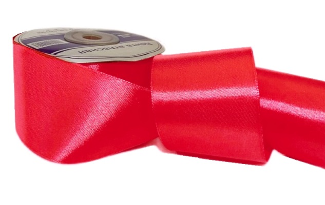 Лента атласная однотонная ш.50мм/ цв.алый KD041/ 27м/ фас.1рул.