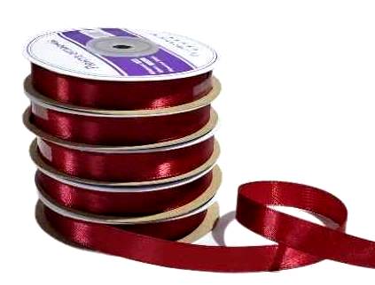 Лента атласная однотонная ш.12 мм, цв. бордовый KD062, 27 м