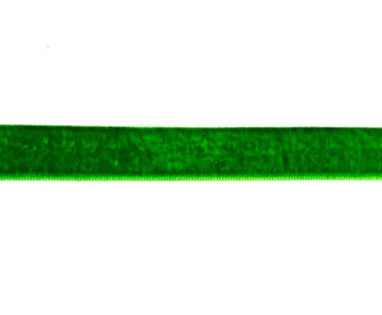 Лента бархатная однотонная/ 15мм/ цв.зеленый/ дл.22,8см/ фас.1рул.