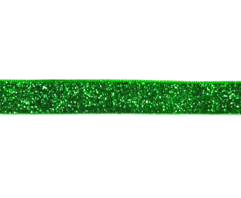 Лента бархатная с люрексом/ 15мм/ цв.зеленый/ дл.22,8см/ фас.1рул.